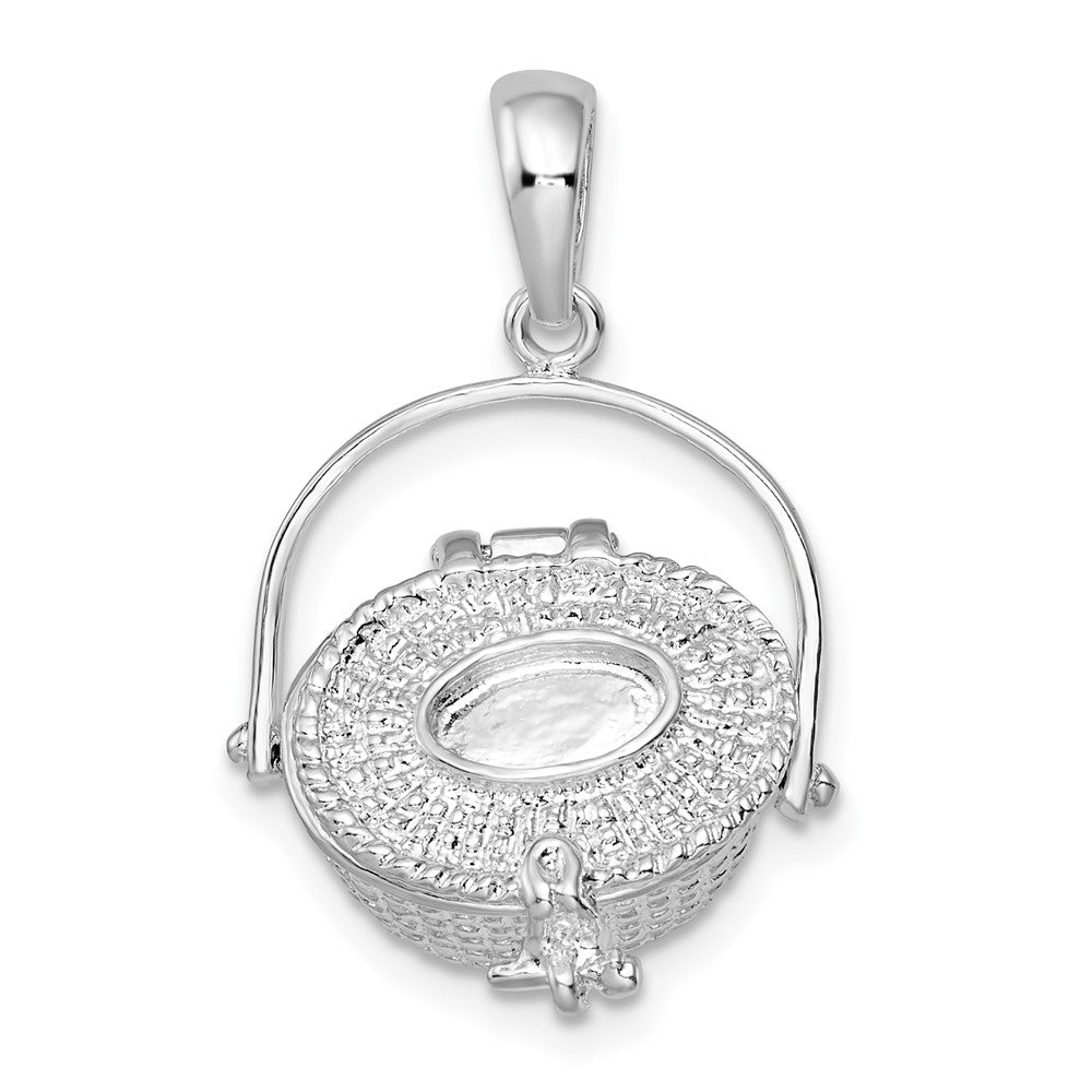 Sterlingsilber De-ani Rhodiniert Poliert 3d Nantucket Korb Anhänger