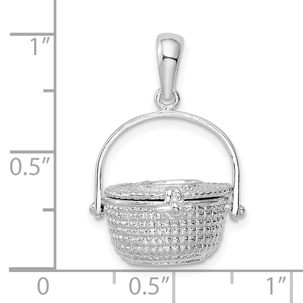 Sterlingsilber De-ani Rhodiniert Poliert 3d Nantucket Korb Anhänger