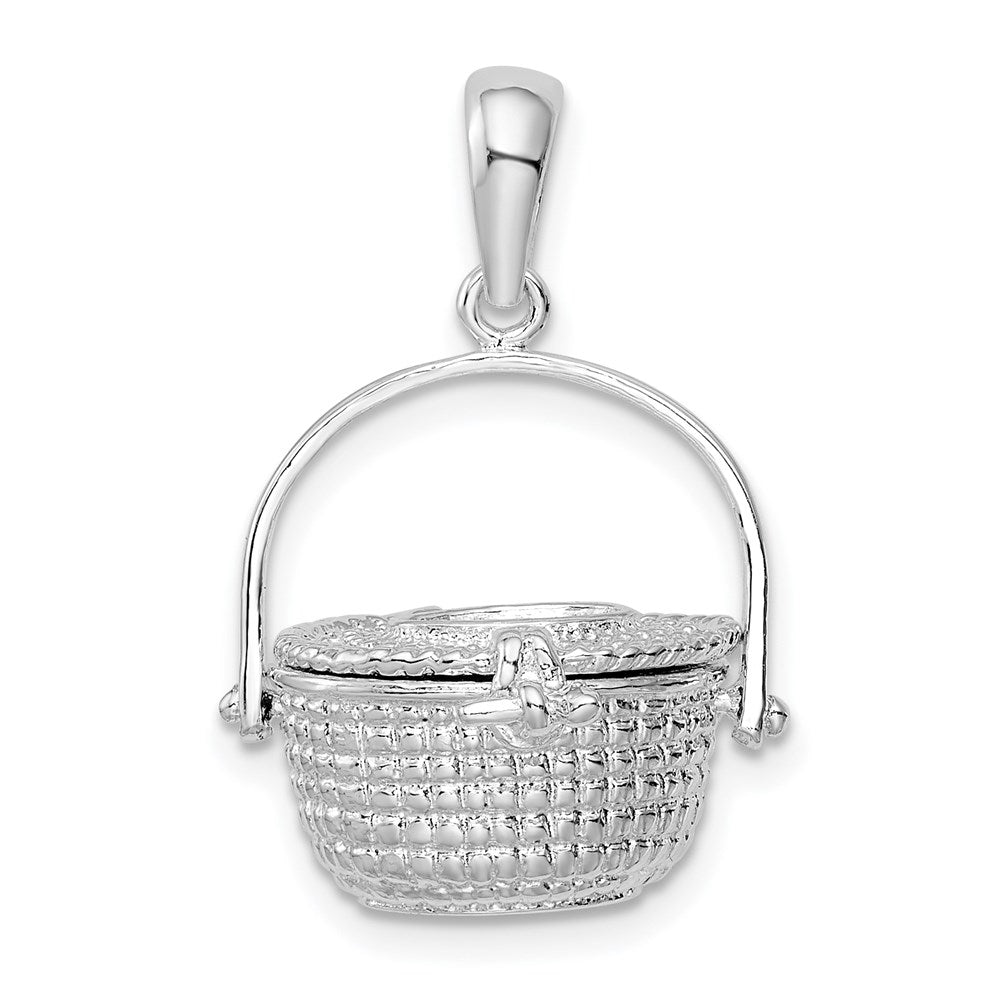 Sterlingsilber De-ani Rhodiniert Poliert 3d Nantucket Korb Anhänger