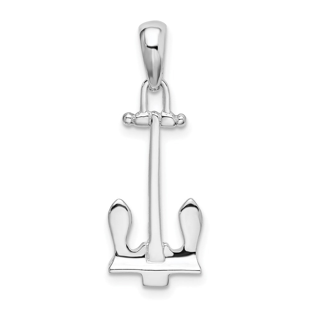 Sterlingsilber De-ani Rhodiniert Poliert 3d Navy Anker Anhänger