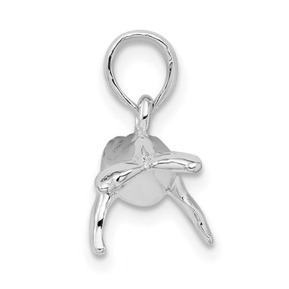 Sterlingsilber De-ani Rhodiniert Poliert 3d Humpback Wal Anhänger