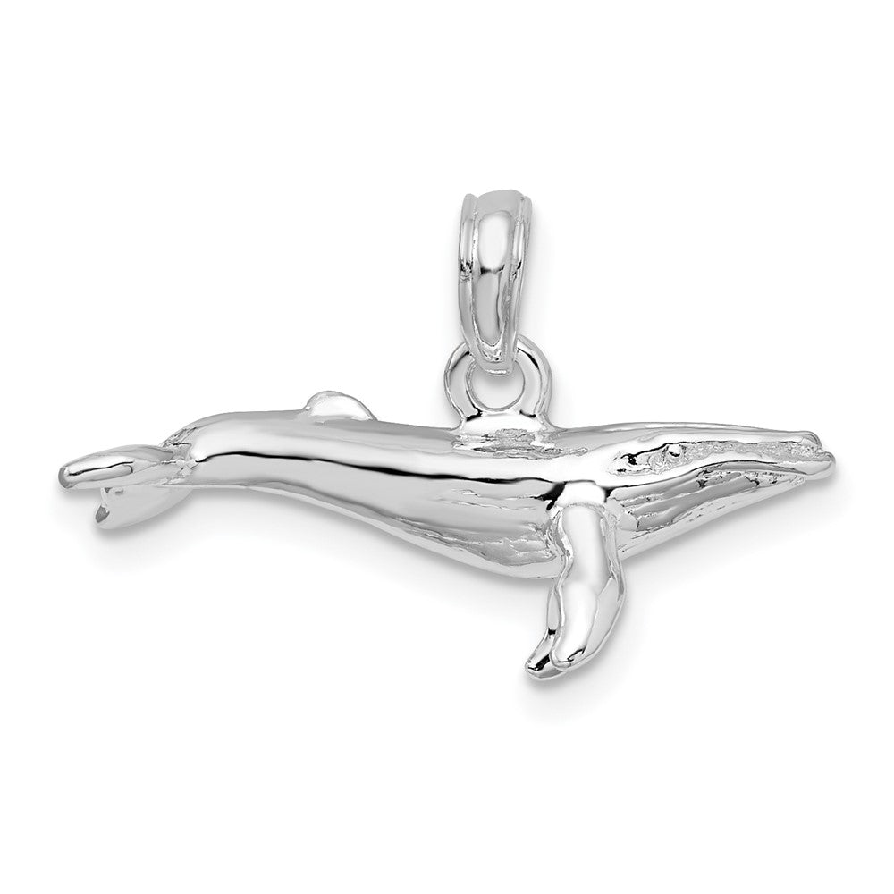 Sterlingsilber De-ani Rhodiniert Poliert 3d Humpback Wal Anhänger
