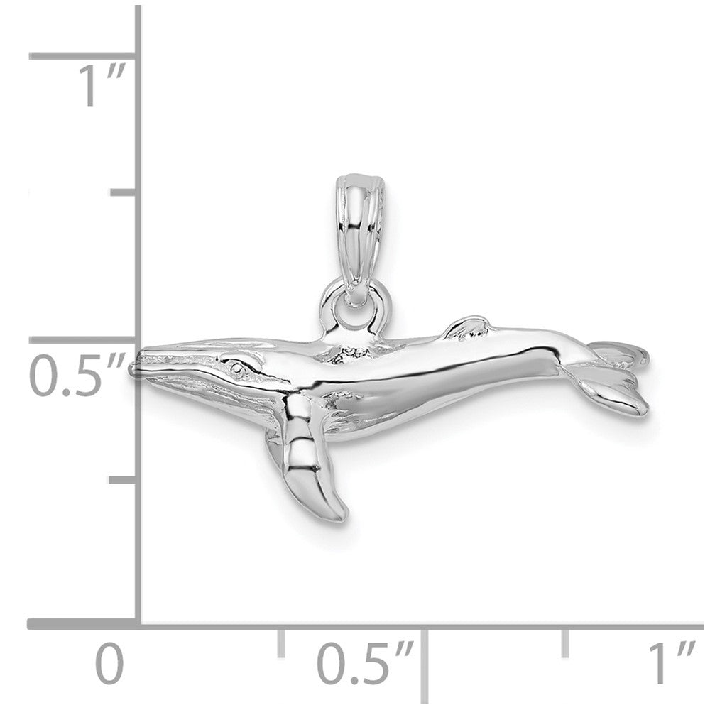 Sterlingsilber De-ani Rhodiniert Poliert 3d Humpback Wal Anhänger