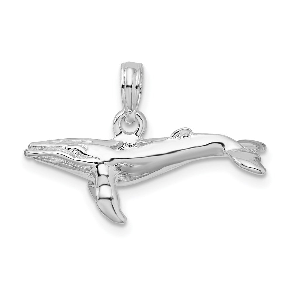 Sterlingsilber De-ani Rhodiniert Poliert 3d Humpback Wal Anhänger