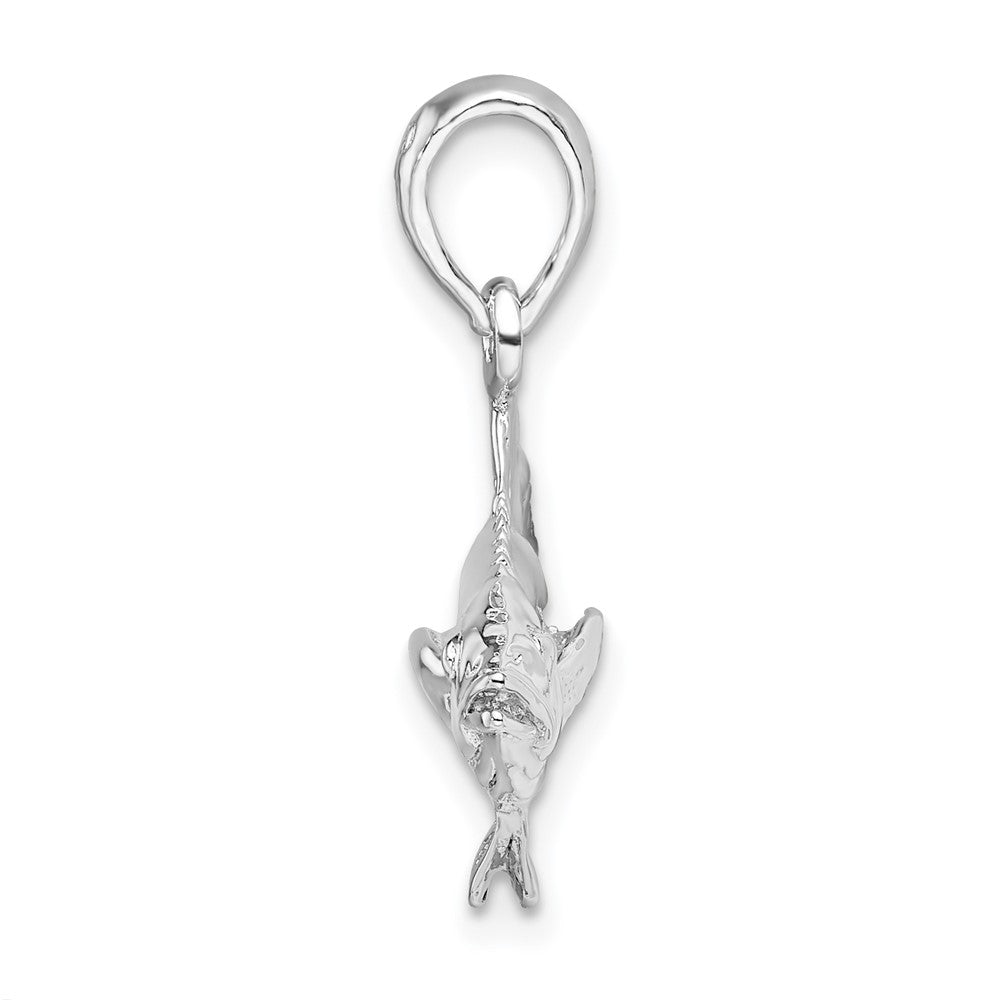 Sterlingsilber De-ani Rhodiniert Poliert 3d Cobia Fisch Anhänger