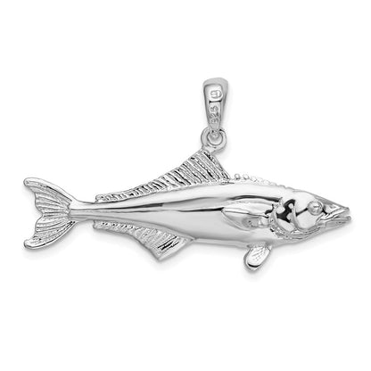 Sterlingsilber De-ani Rhodiniert Poliert 3d Cobia Fisch Anhänger