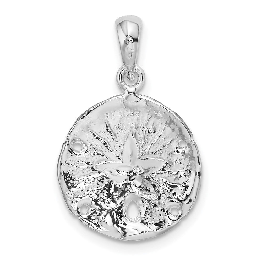 Sterlingsilber De-ani Rhodiniert Poliert und Strukturiert Sand Dollar Anhänger
