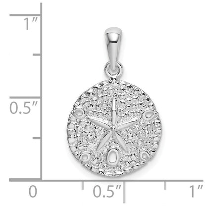 Sterlingsilber De-ani Rhodiniert Poliert und Strukturiert Sand Dollar Anhänger