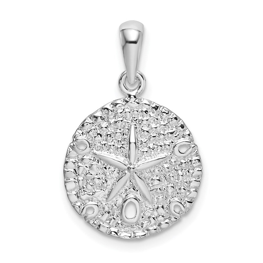 Sterlingsilber De-ani Rhodiniert Poliert und Strukturiert Sand Dollar Anhänger