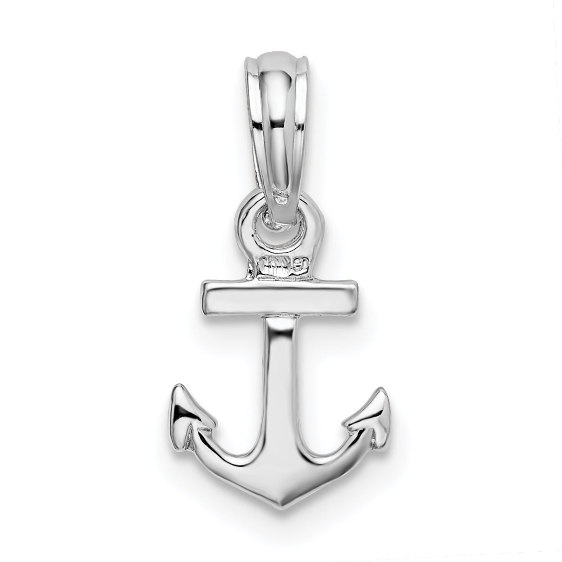 Sterlingsilber De-ani Rhodiniert Poliert 3d Mini Anker Anhänger