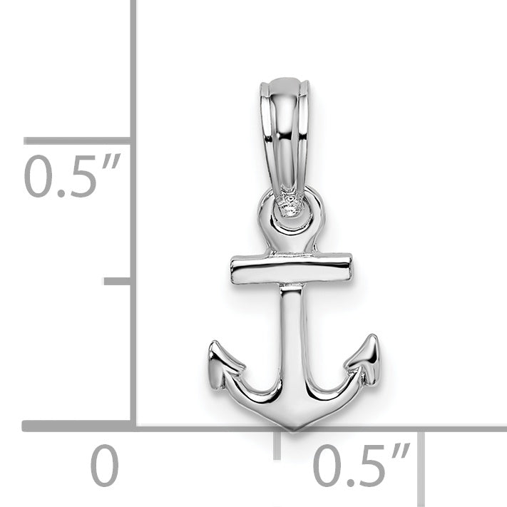 Sterlingsilber De-ani Rhodiniert Poliert 3d Mini Anker Anhänger