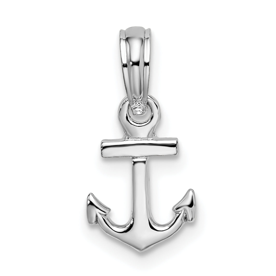 Sterlingsilber De-ani Rhodiniert Poliert 3d Mini Anker Anhänger
