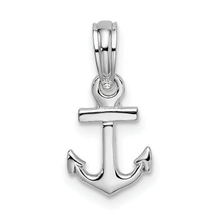 Sterlingsilber De-ani Rhodiniert Poliert 3d Mini Anker Anhänger
