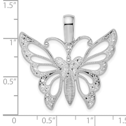 Sterlingsilber De-ani Rhodiniert Diamantiert Ausgeschnitten Schmetterling Anhänger