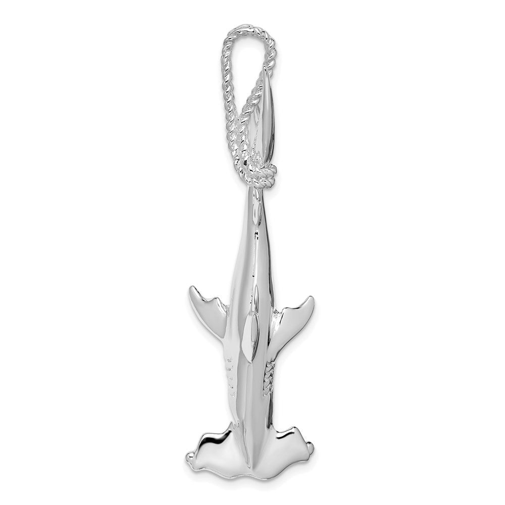 Sterlingsilber De-ani Rhodiniert Poliert 3d Hammerhead Shark Anhänger