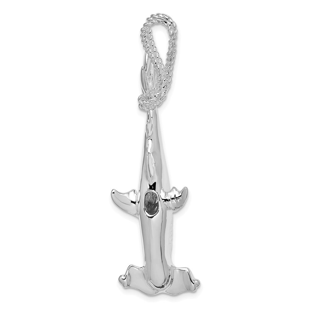 Sterlingsilber De-ani Rhodiniert Poliert 3d Hammerhead Shark Anhänger