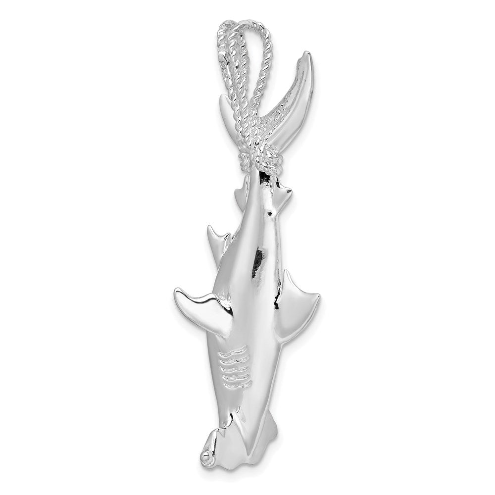 Sterlingsilber De-ani Rhodiniert Poliert 3d Hammerhead Shark Anhänger