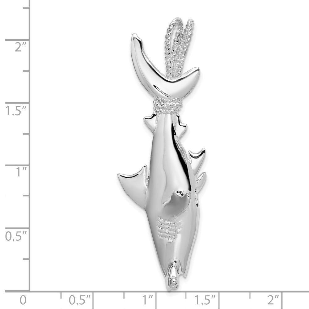 Sterlingsilber De-ani Rhodiniert Poliert 3d Hammerhead Shark Anhänger