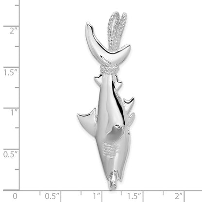 Sterlingsilber De-ani Rhodiniert Poliert 3d Hammerhead Shark Anhänger