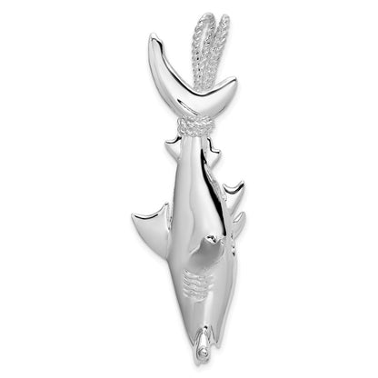 Sterlingsilber De-ani Rhodiniert Poliert 3d Hammerhead Shark Anhänger