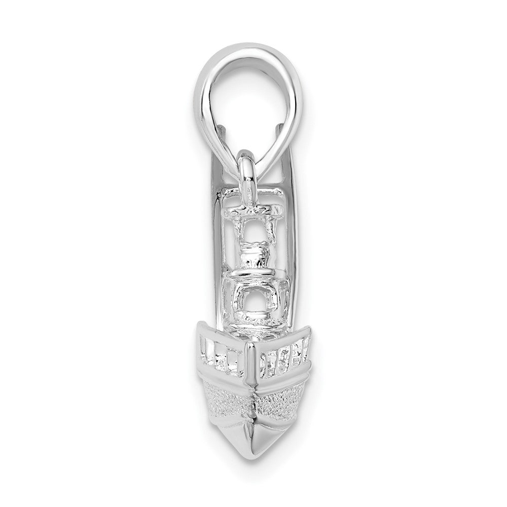 Sterlingsilber De-ani Rhodiniert Poliert 3d Sportfishing Boot Anhänger