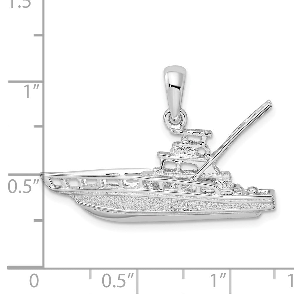 Sterlingsilber De-ani Rhodiniert Poliert 3d Sportfishing Boot Anhänger