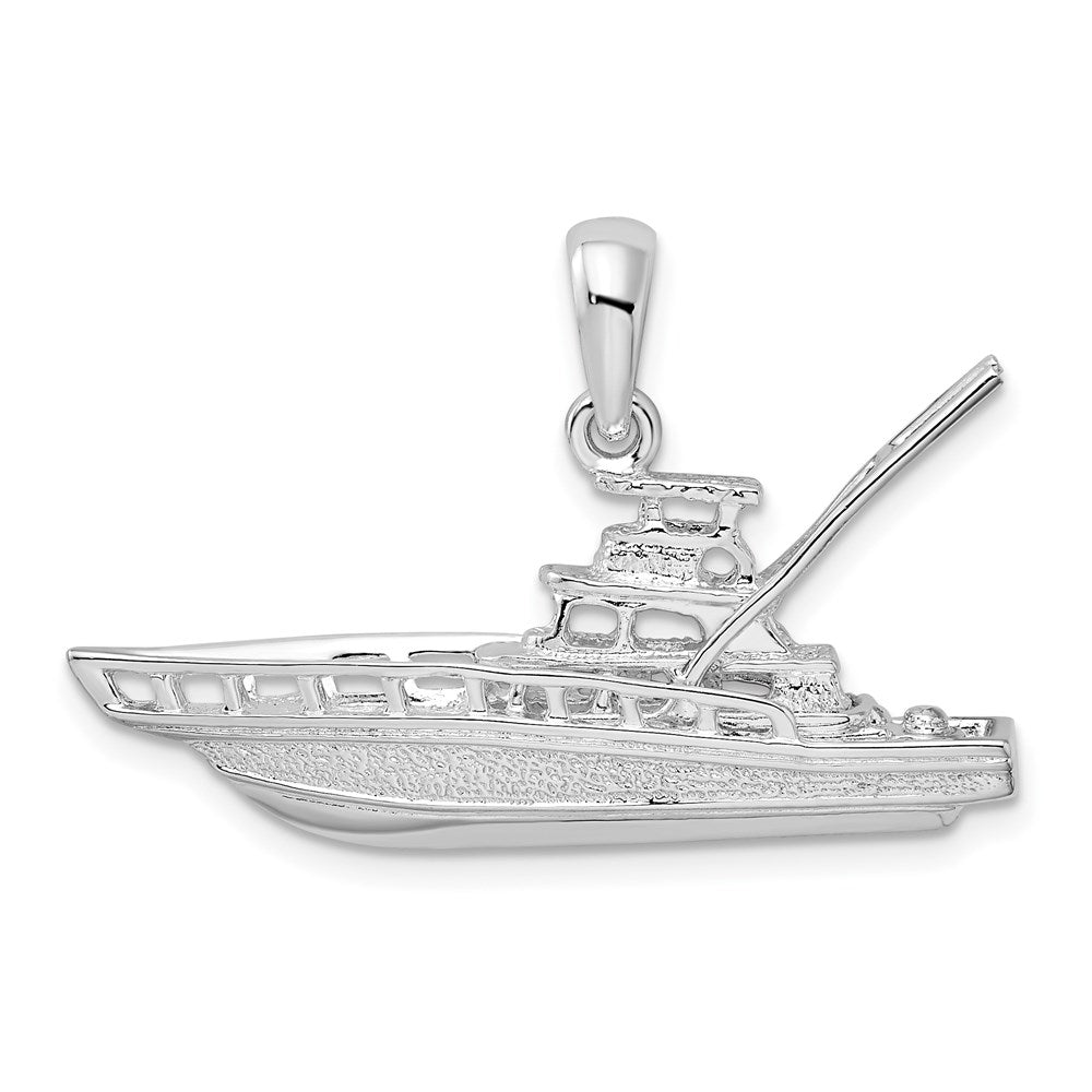 Sterlingsilber De-ani Rhodiniert Poliert 3d Sportfishing Boot Anhänger
