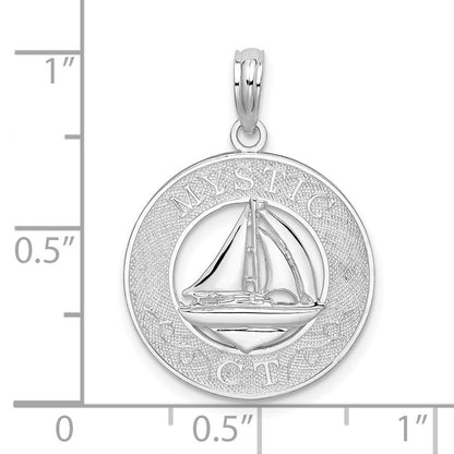 Sterlingsilber De-ani Rhodiniert Mystic Connecticut Kreis mit Segelboot Anhänger