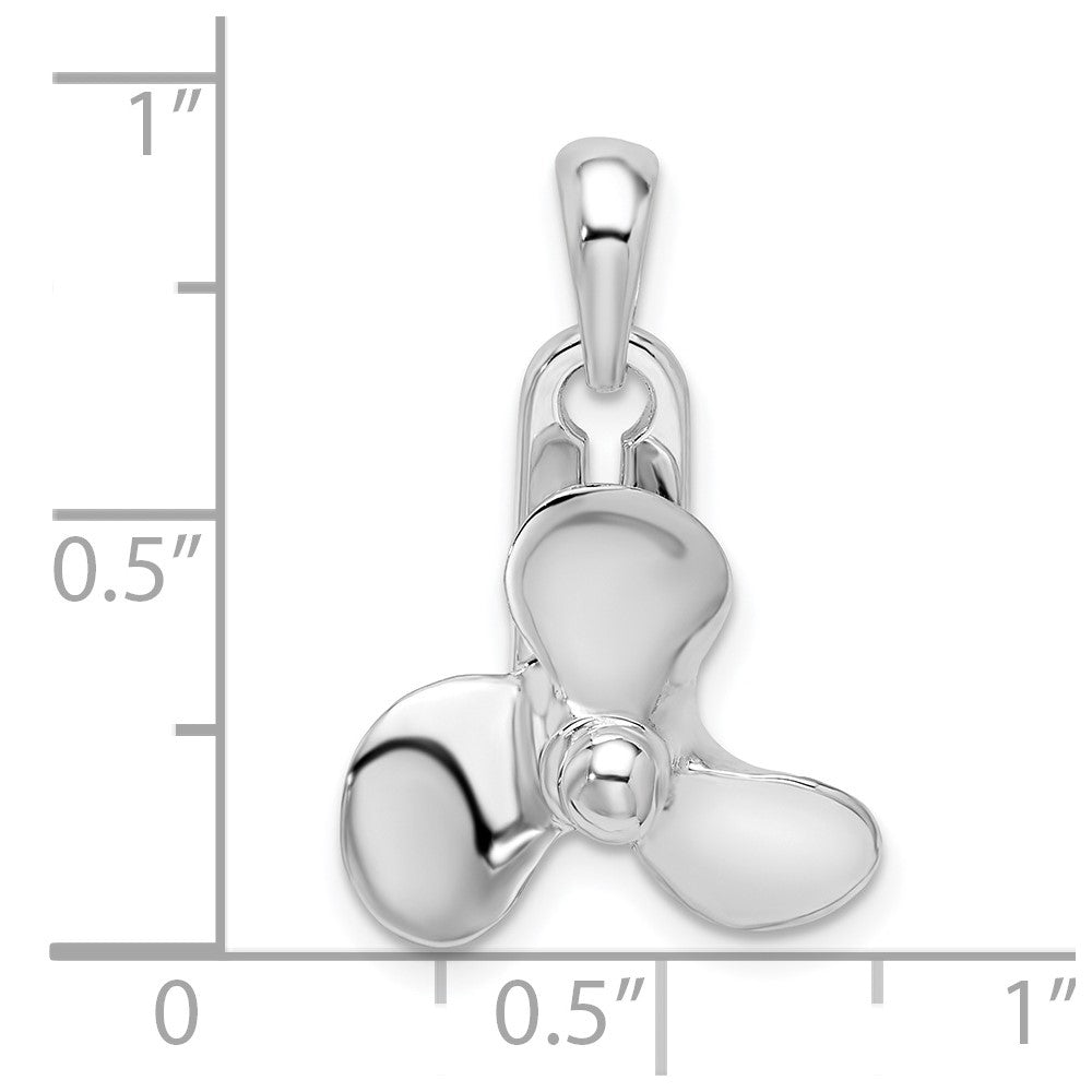 Sterlingsilber De-ani Rhodiniert Poliert Beweglich 3d Propeller Anhänger