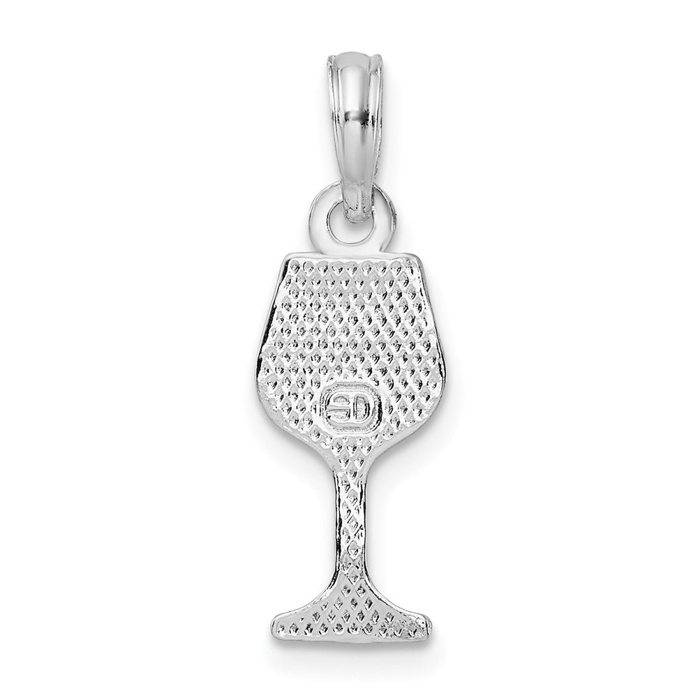 Sterlingsilber De-ani Rhodiniert Poliert Wine Glas Anhänger