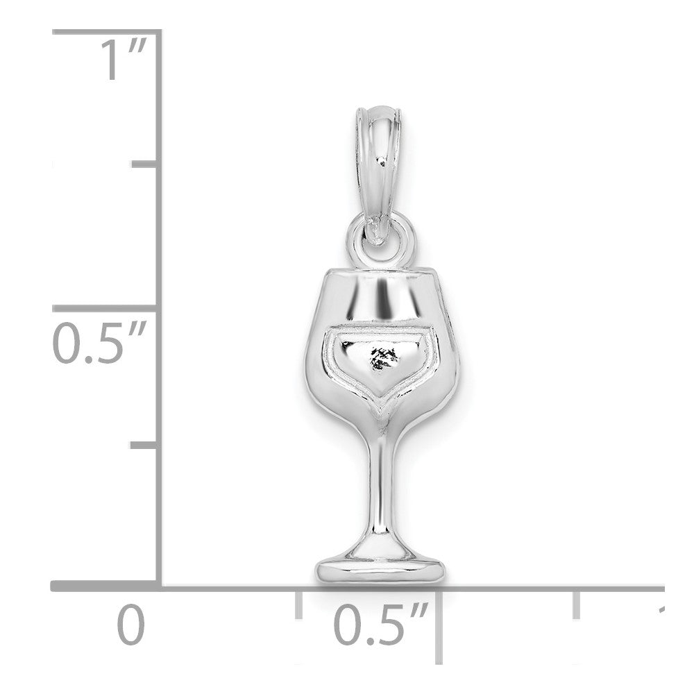 Sterlingsilber De-ani Rhodiniert Poliert Wine Glas Anhänger