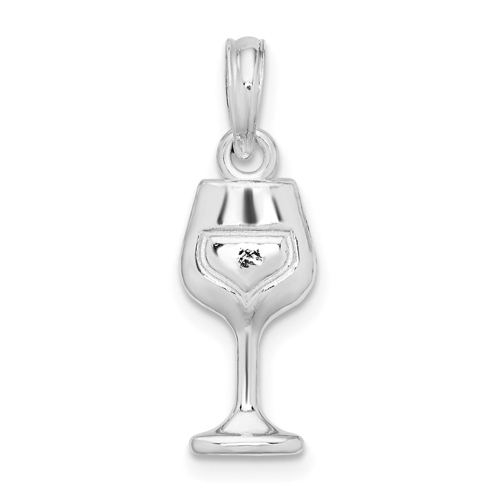 Sterlingsilber De-ani Rhodiniert Poliert Wine Glas Anhänger