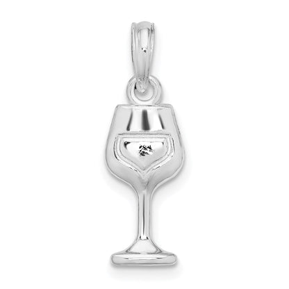 Sterlingsilber De-ani Rhodiniert Poliert Wine Glas Anhänger