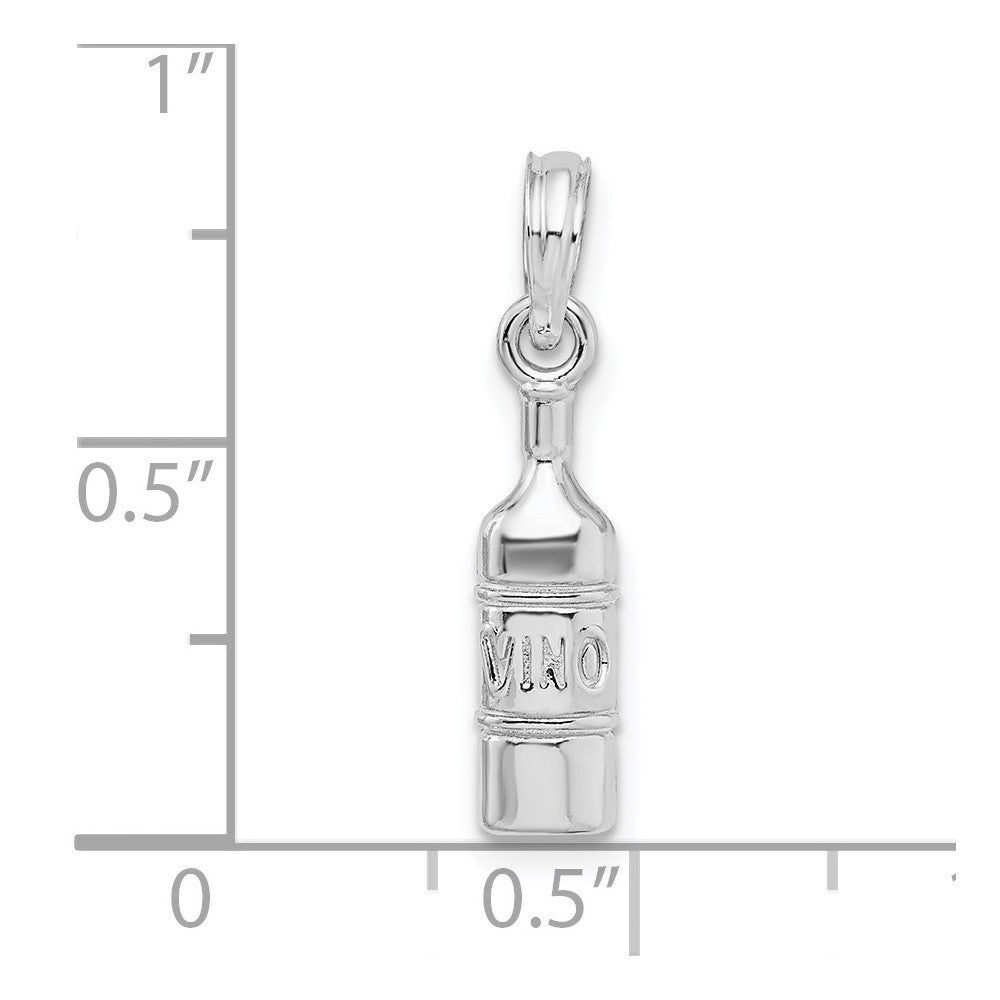 Sterlingsilber De-ani Rhodiniert Poliert Wine Bottle Anhänger