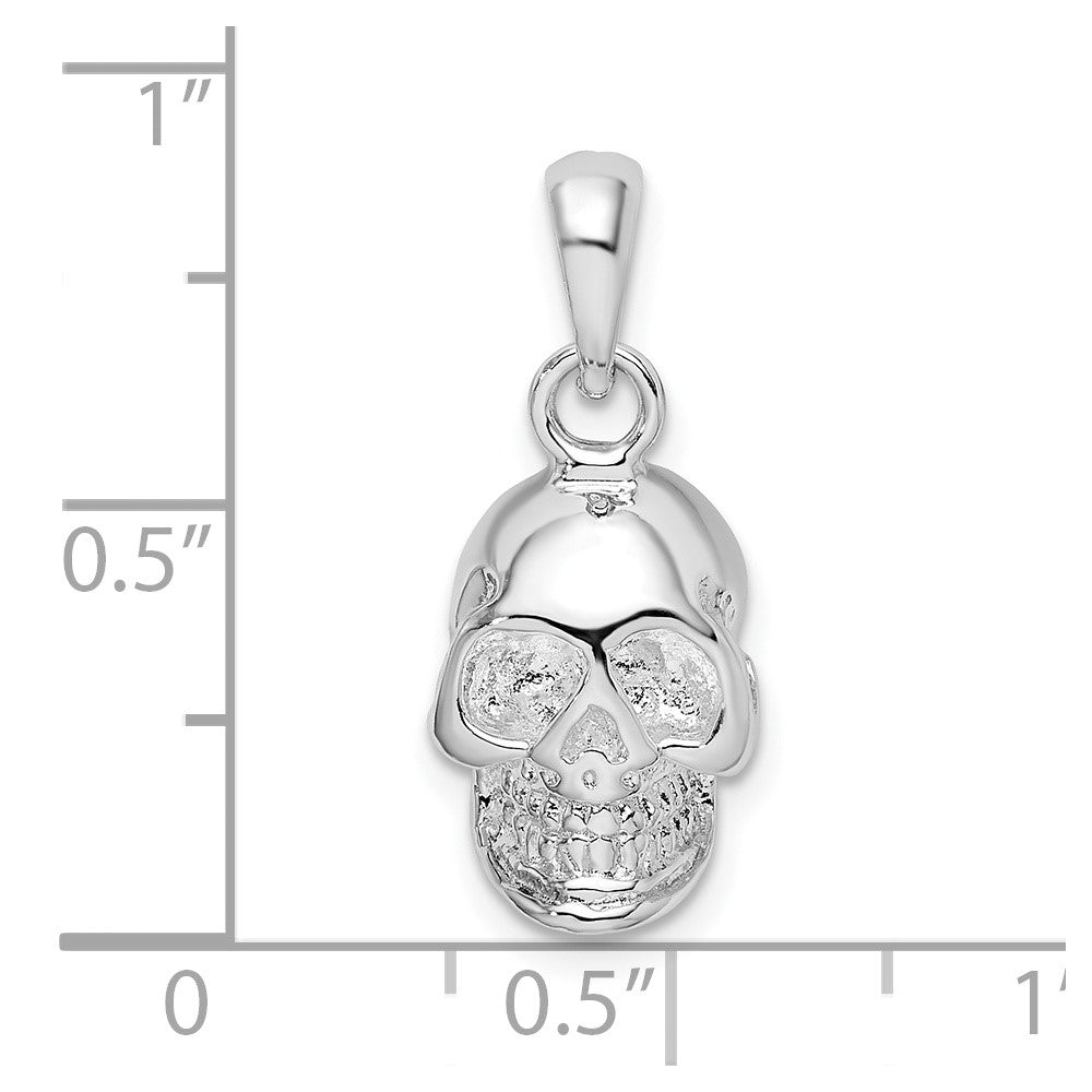 Sterlingsilber De-ani Rhodiniert Poliert 3d Totenkopf Anhänger