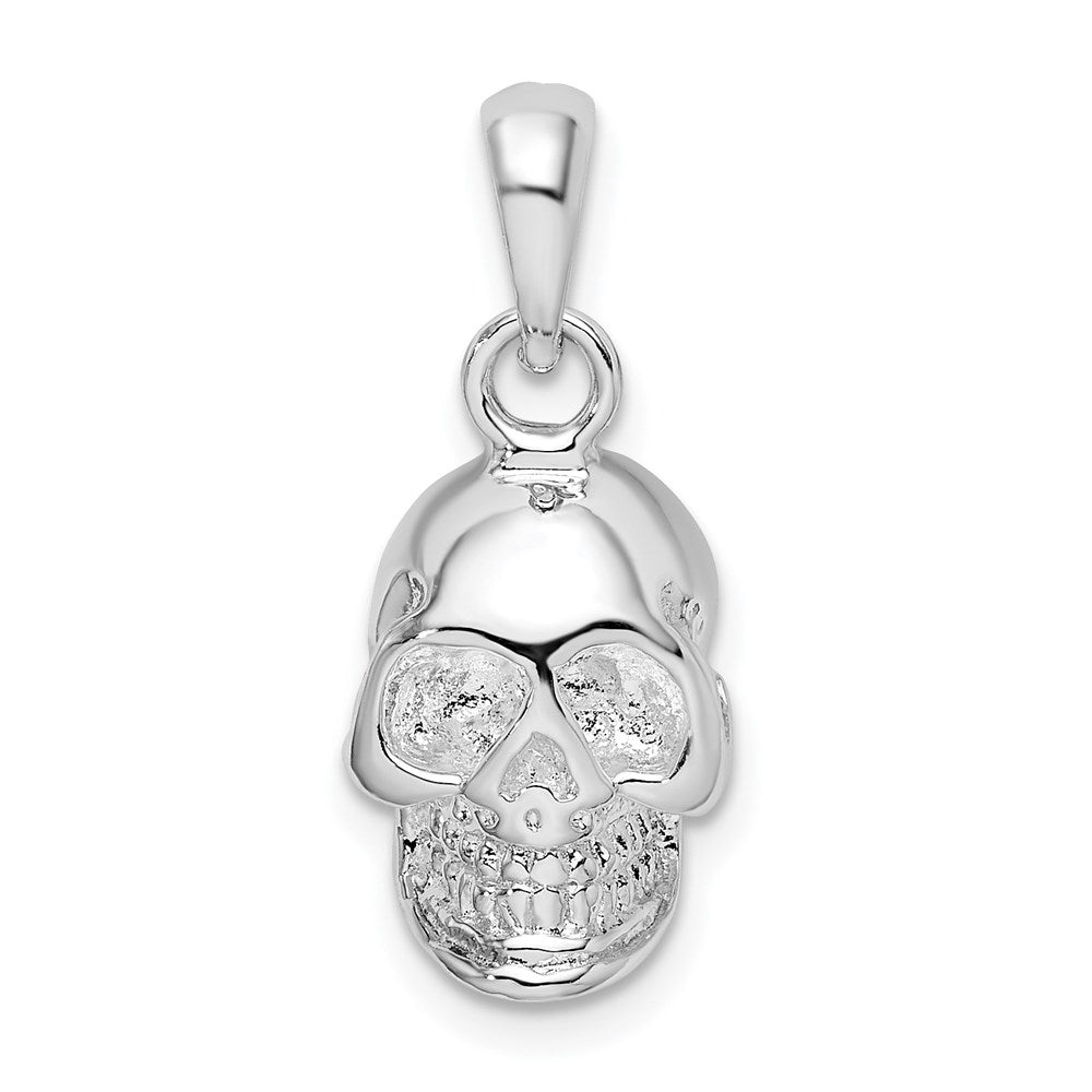 Sterlingsilber De-ani Rhodiniert Poliert 3d Totenkopf Anhänger