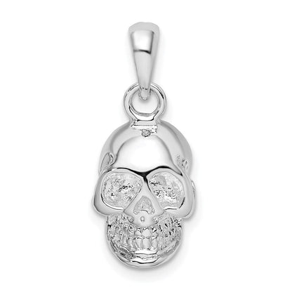 Sterlingsilber De-ani Rhodiniert Poliert 3d Totenkopf Anhänger