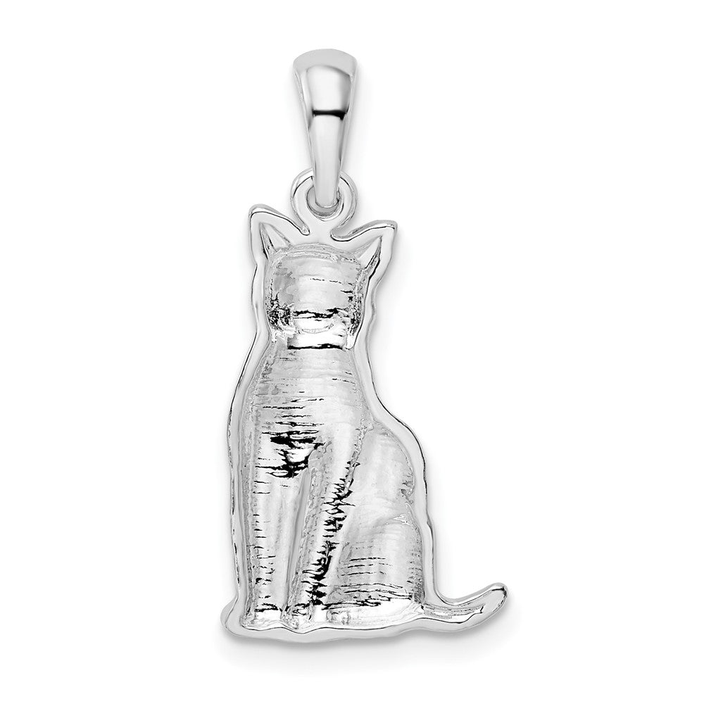 Sterlingsilber De-ani Rhodiniert Strukturiert Sitting Katze Anhänger