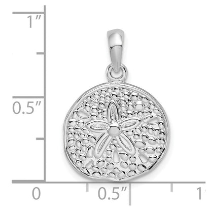 Sterlingsilber De-ani Rhodiniert Poliert Sand Dollar Anhänger