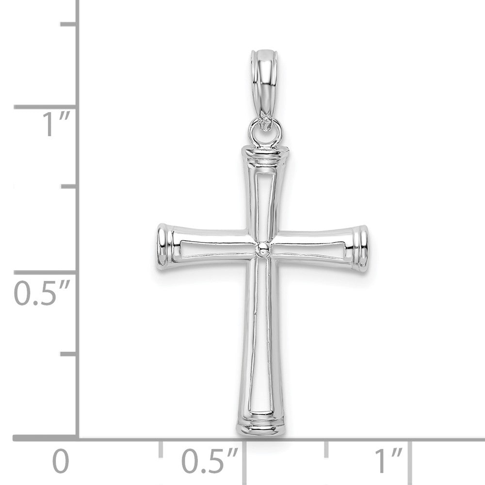 Sterlingsilber De-ani Rhodiniert Poliert Verjüngt Mittig Kreuz Anhänger