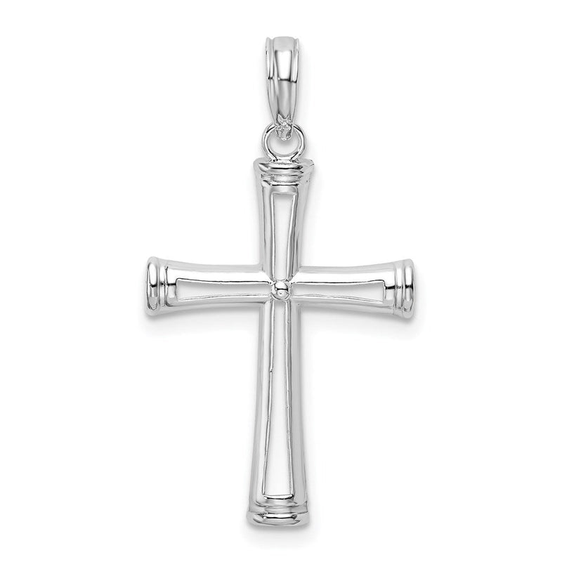 Sterlingsilber De-ani Rhodiniert Poliert Verjüngt Mittig Kreuz Anhänger