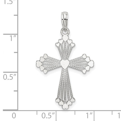 Sterlingsilber De-ani Rhodiniert Poliert Herz Kreuz Anhänger