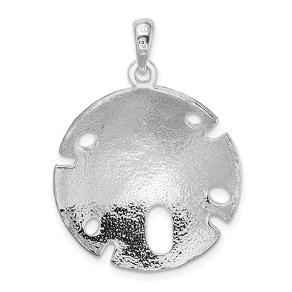 Sterlingsilber De-ani Rhodiniert Poliert Groß Sand Dollar Anhänger