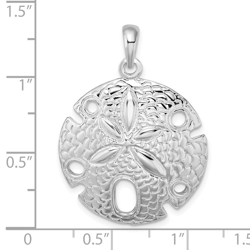 Sterlingsilber De-ani Rhodiniert Poliert Groß Sand Dollar Anhänger