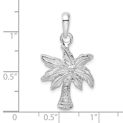 Sterlingsilber De-ani Rhodiniert Poliert Palme Baum Anhänger