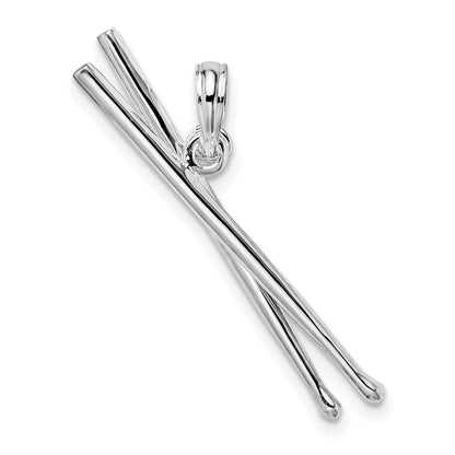 Sterlingsilber De-ani Rhodiniert Poliert Beweglich 3d Drumsticks Anhänger