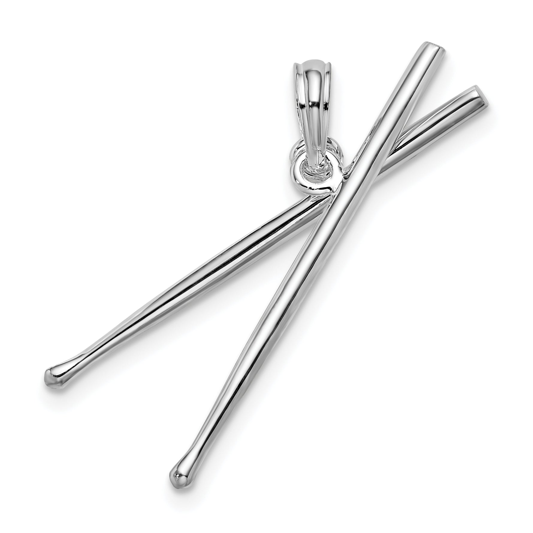 Sterlingsilber De-ani Rhodiniert Poliert Beweglich 3d Drumsticks Anhänger