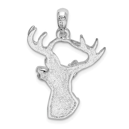 Sterlingsilber De-ani Rhodiniert 6-point Buck Hirsch Kopf Profile Anhänger