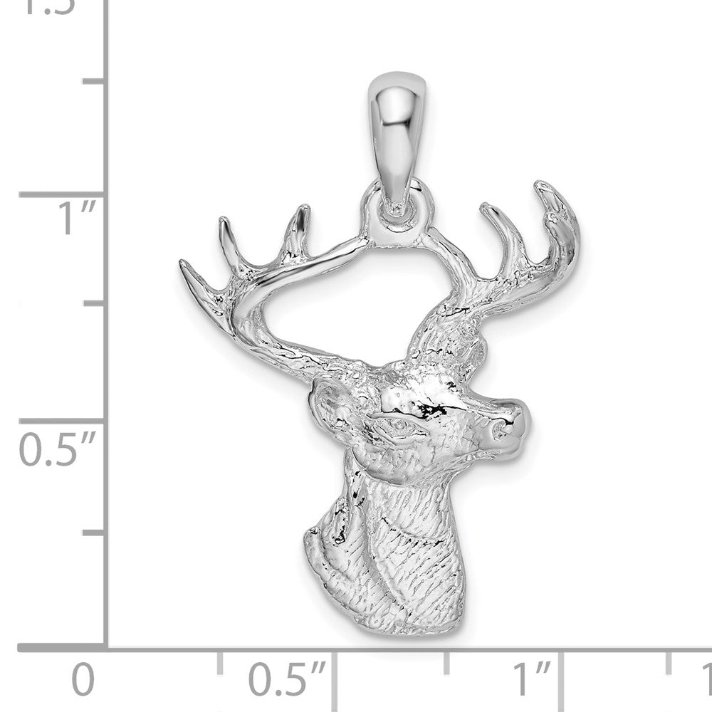 Sterlingsilber De-ani Rhodiniert 6-point Buck Hirsch Kopf Profile Anhänger