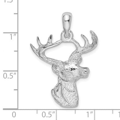 Sterlingsilber De-ani Rhodiniert 6-point Buck Hirsch Kopf Profile Anhänger